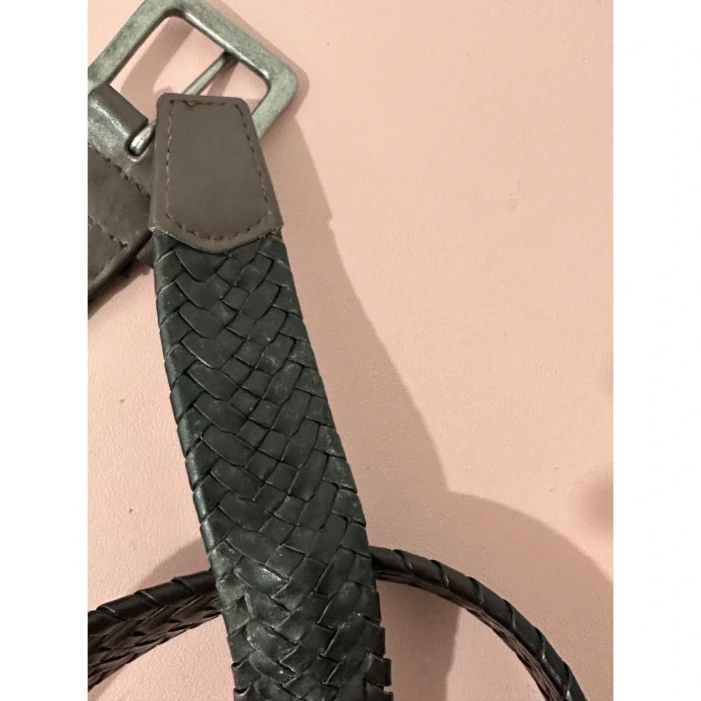 Wrangler Woven Leather Belt Black Brown Mens Adjustable 48